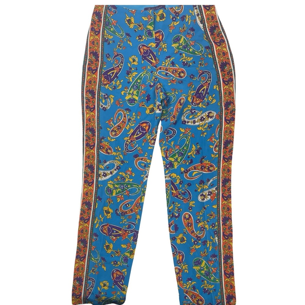 Ralph Lauren Women's Pants Paisley Blue Multi-Color Italian Size 6